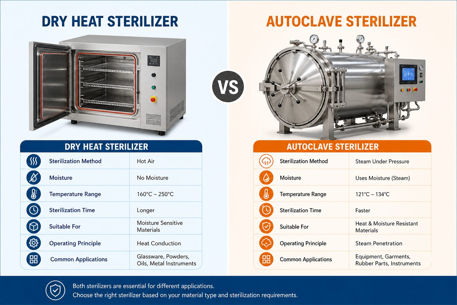 Difference Between Dry Heat Sterilizer and Autoclave Sterilizer